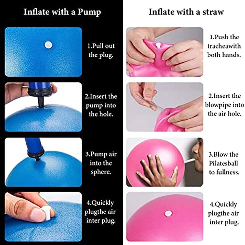 MOMPLUS 9 Inch Exercise Pilates Mini Yoga Balls Barre for Home Stability Squishy Training Physical Therapy Improves Balance with Inflatable Straw - Image 5